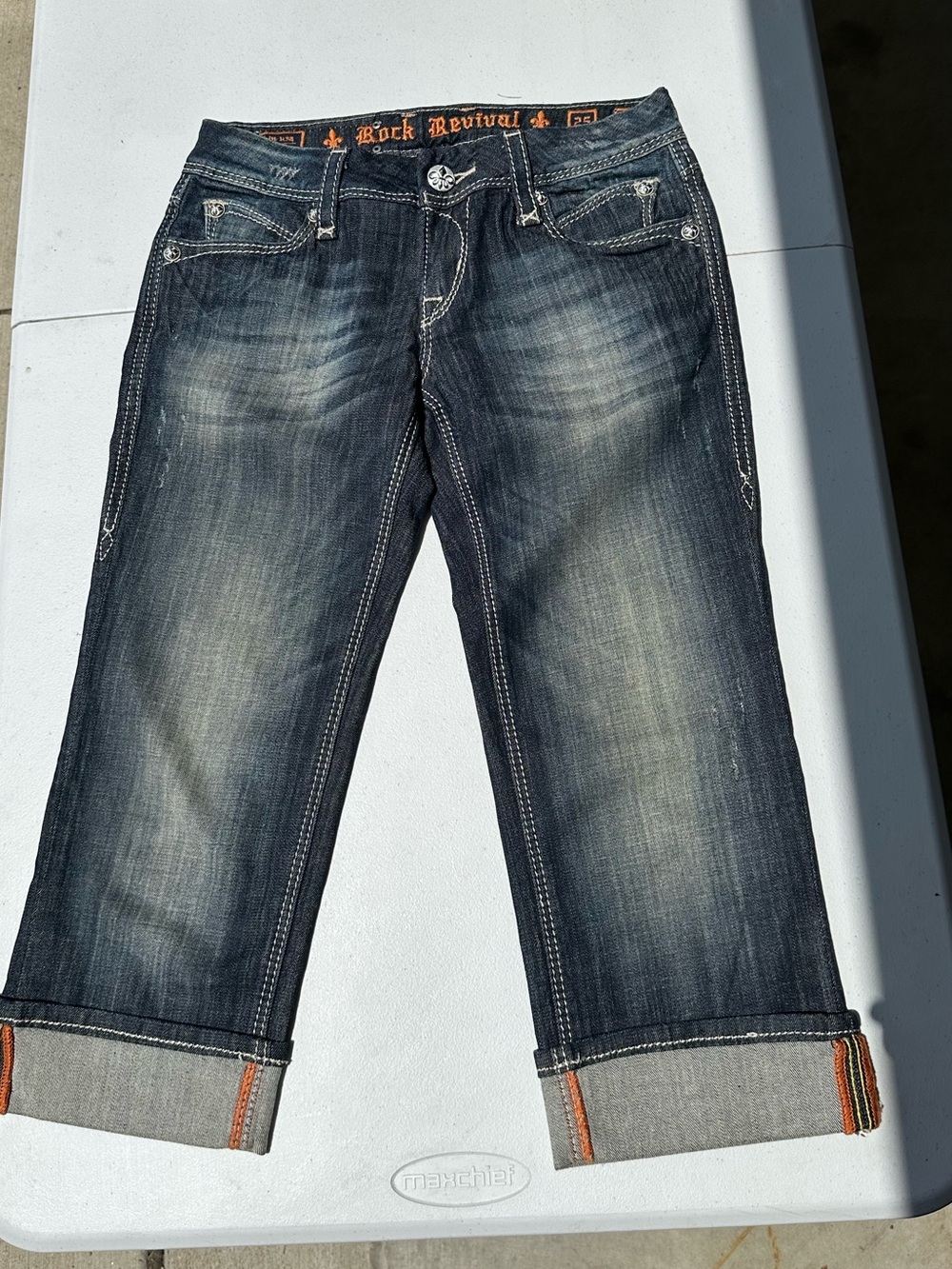 Rock Revival Dark Blue Cuffed Capri Jeans